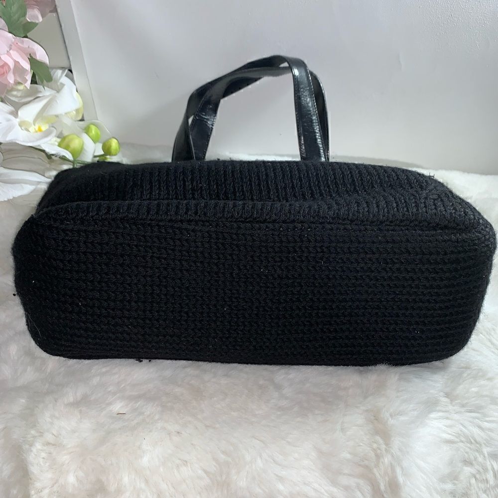 Authentic Prada Knit Leather Trim Satchel Black - Picture 4 of 15